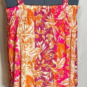 Floral Pink and Orange Tank Top